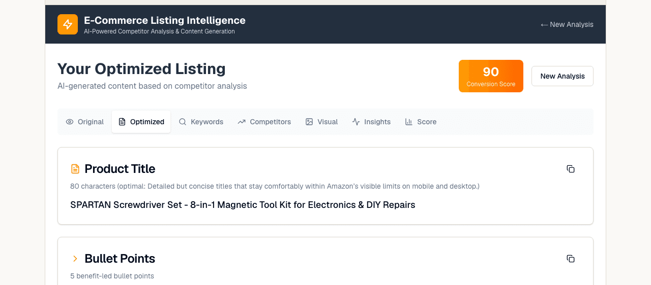 Amazon Listing Intelligence — interactive tour preview